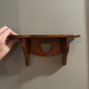 Vintage Heart Shaped Wooden Shelf. 9” W x 4” H